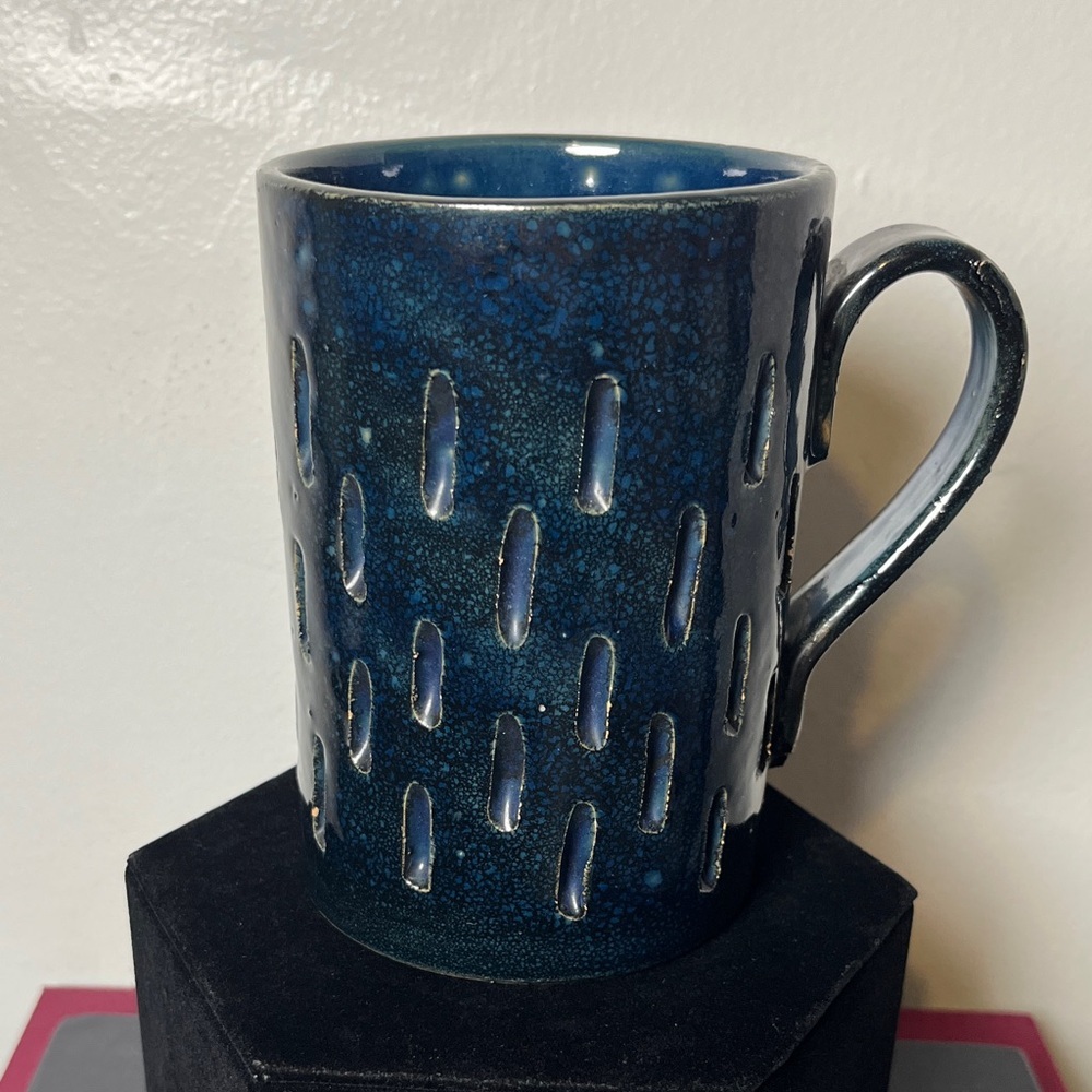 Bitossi Vintage Rare 1960s MCM Navy Blue Turret style Stoneware Mug‎